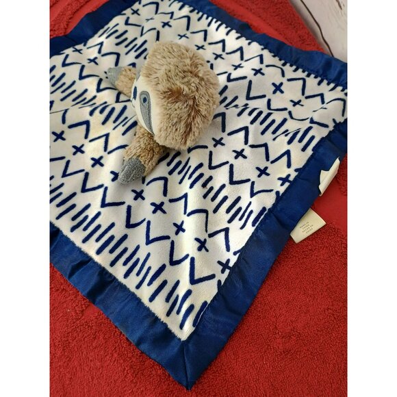 Cloud Island Sloth Baby Security Blanket Lovey Blue Satin Trim Soft Plush - Picture 3 of 7